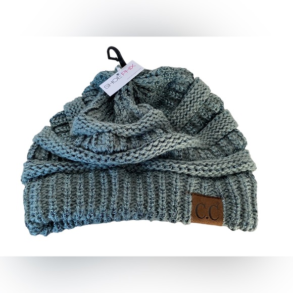 C.C Accessories - C.C Metallic blue knit beanie